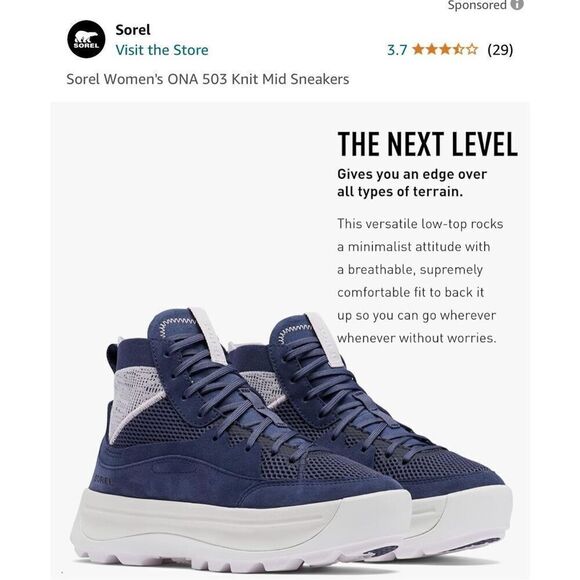 NIB SOREL Women's ONA 503 knit mid sneakers 9.5 - Picture 2 of 6